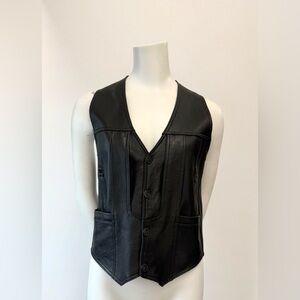 Vintage Kandipiel Black Leather Vest Size 4XL
